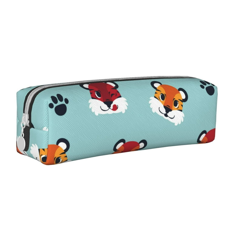 XMXT Leather Pencil Case, Tiger Cute Paw Pattern Large