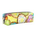 thumbnail image 1 of XMXT Leather Pencil Case, Watercolor Donut Pattern Large Capacity Pencil Pouch for Student Teens Women, 1 of 9