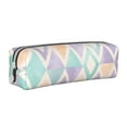 thumbnail image 1 of XMXT Leather Pencil Case, Watercolor Geometric Rhombus Prints Large Capacity Pencil Pouch for Student Teens Women, 1 of 9