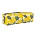 thumbnail image 1 of XMXT Leather Pencil Case, Yellow Fun Lemon Print Large Capacity Pencil Pouch for Student Teens Women, 1 of 9