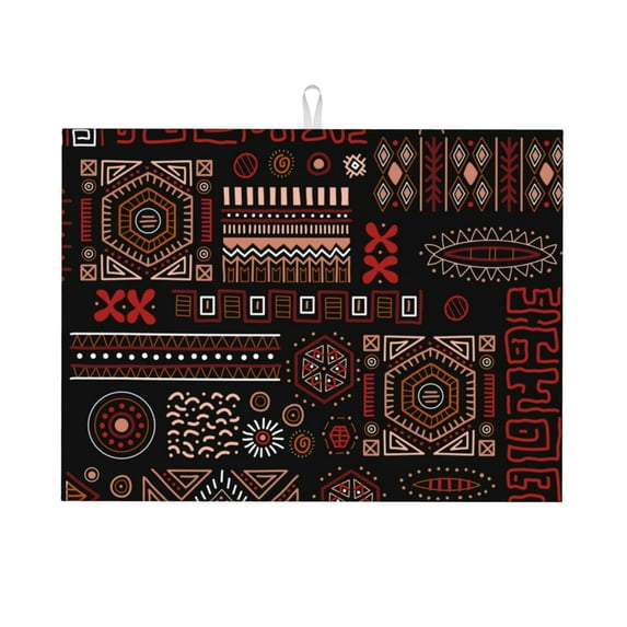 XMXT Microfiber Dish Drying Mat, African Tribal Style Graffiti Dish Drying Mats for Kitchen Counter, 18 x 24 inches