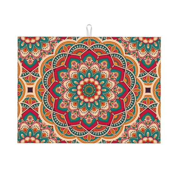 XMXT Microfiber Dish Drying Mat, Vintage Ethnic Abstract Print Dish Drying Mats for Kitchen Counter, 18 x 24 inches