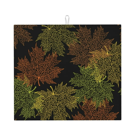 XMXT Microfiber Drying Mat, Maple Leaf Pattern Absorbent Dish Drying Mats for Kitchen Dishes Rack Pad, 16 x 18 inches