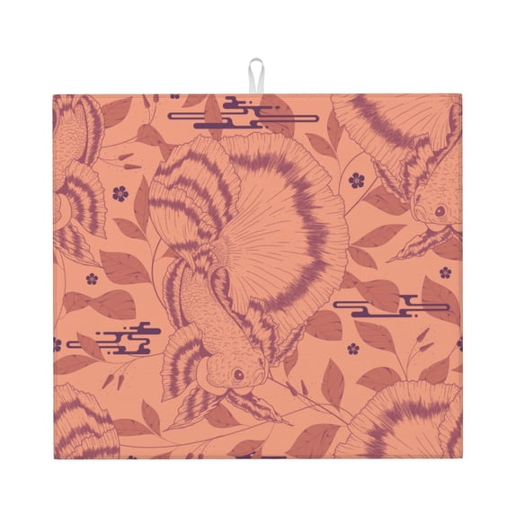 XMXT Microfiber Drying Mats, Cute Goldfish Print Absorbent Dish Drying Mat for Kitchen Counter, 16 x 18 inches