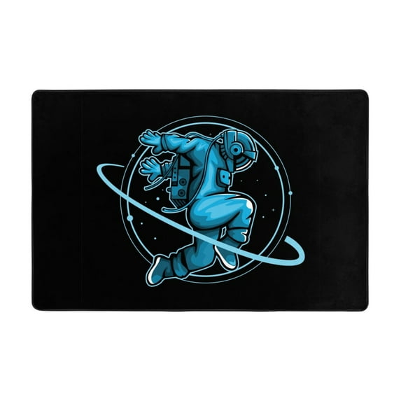 XMXT Non-Slip Area Rug, Astronauts in the Milky Way Black Polyester Rugs for Living Room, 36 x 24 inches Black
