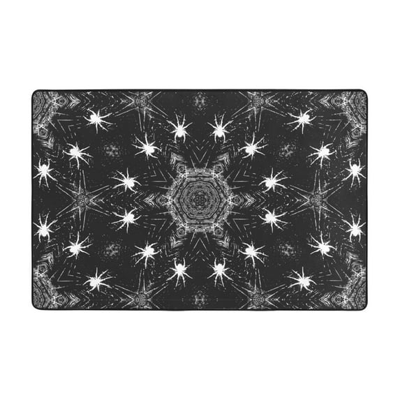 XMXT Non-Slip Area Rug, Black Spider Web Pattern Polyester Rugs for Living Room, 72 x 48 inches Black