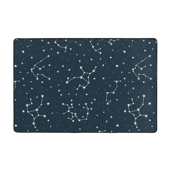 XMXT Non-Slip Area Rug, Blue Space Constellation Print Polyester Rugs for Living Room, 72 x 48 inches Blue