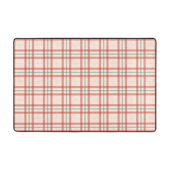 XMXT Non-Slip Area Rug, Classic Plaid Red Pink Polyester Rugs for Living Room, 36 x 24 inches Pink