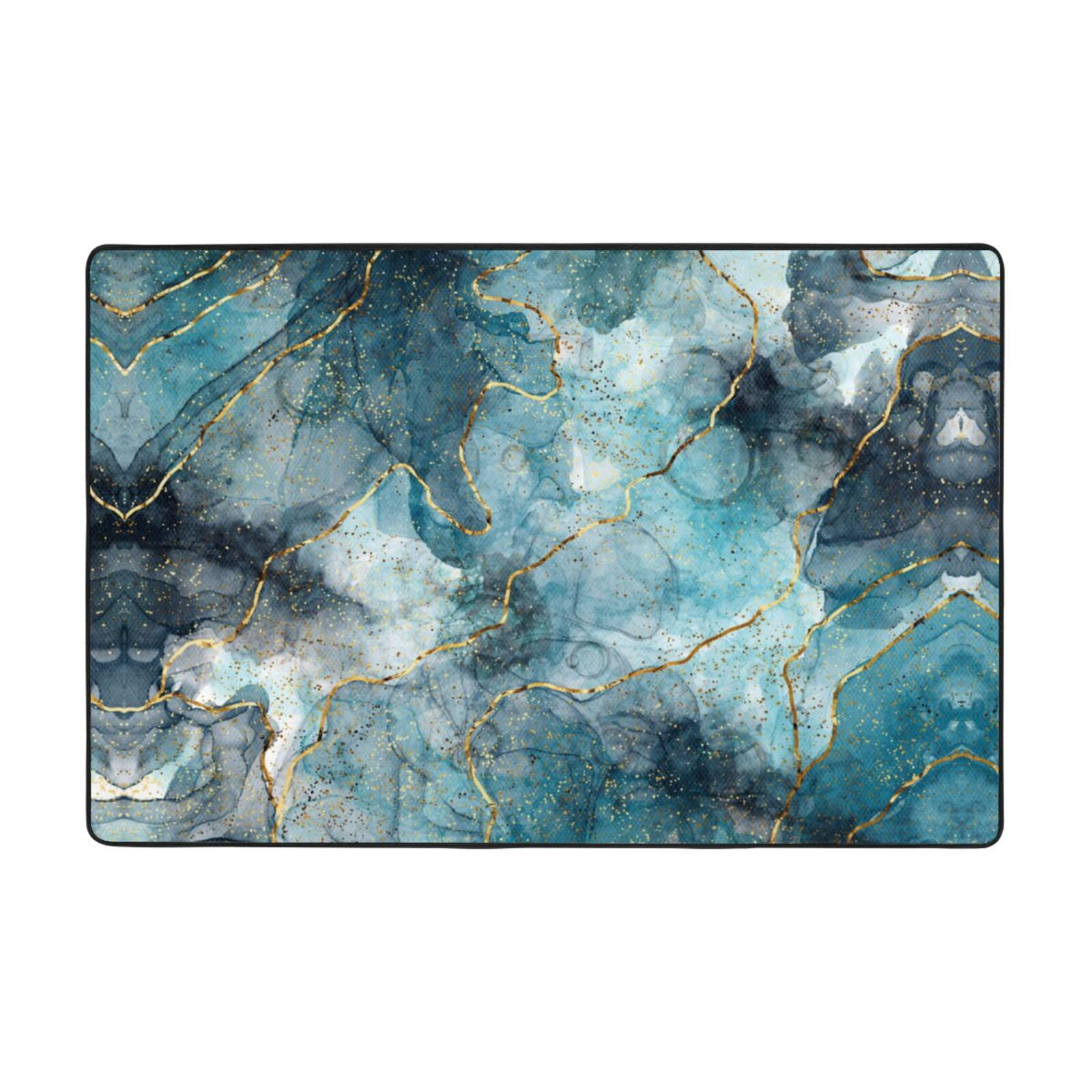 XMXT Non-Slip Area Rug, Marble Abstract Print Polyester Rugs for Living ...