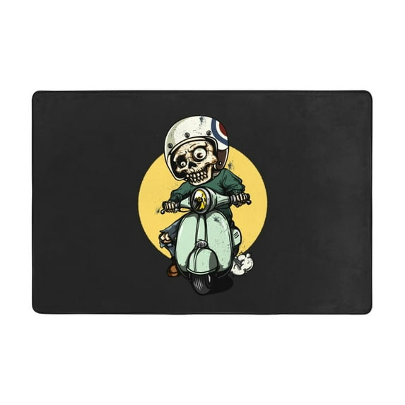 XMXT Non-Slip Area Rug, Riding Cartoon Skeleton Polyester Rugs for Living Room, 36 x 24 inches