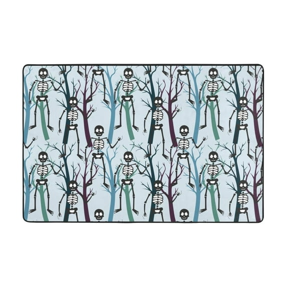 XMXT Non-Slip Area Rug, Woodland Skull Pattern Polyester Rugs for Living Room, 36 x 24 inches