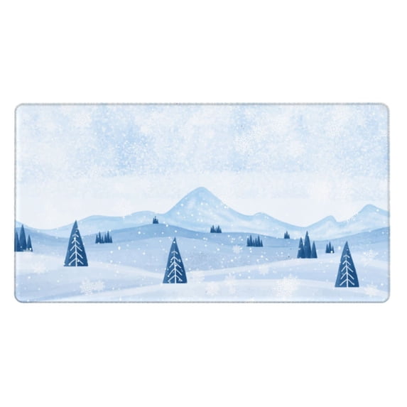 XMXT Non-Slip Gaming Mouse Pad, Snowy Watercolor Print Mousepad Computer Keyboard Mats Desk Pads Office Decor Accessories, 15.8"x29.5"