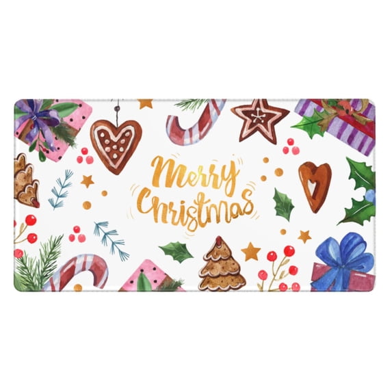 XMXT Non-Slip Gaming Mouse Pad, Watercolor Christmas Wishes Mousepad Computer Keyboard Mats Desk Pads Office Decor Accessories, 15.8"x29.5"
