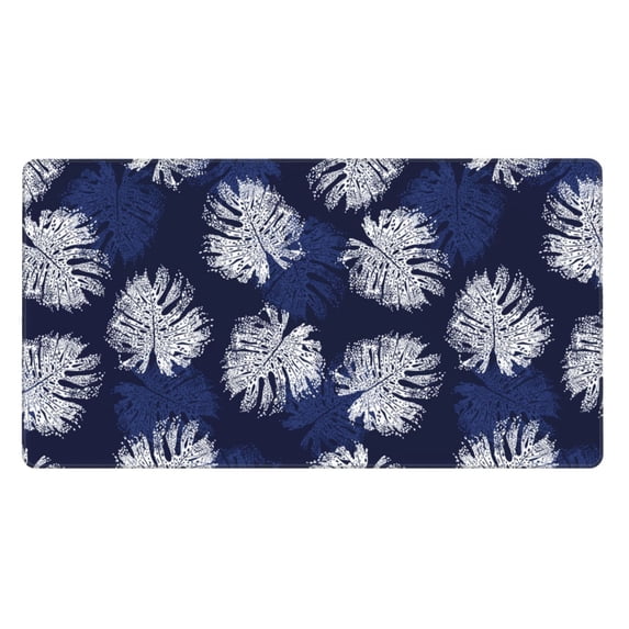 XMXT Non-Slip Gaming Mouse Pad, White Tropical Leaves Mousepad Computer Keyboard Mats Desk Pads Office Decor Accessories, 15.8"x29.5"