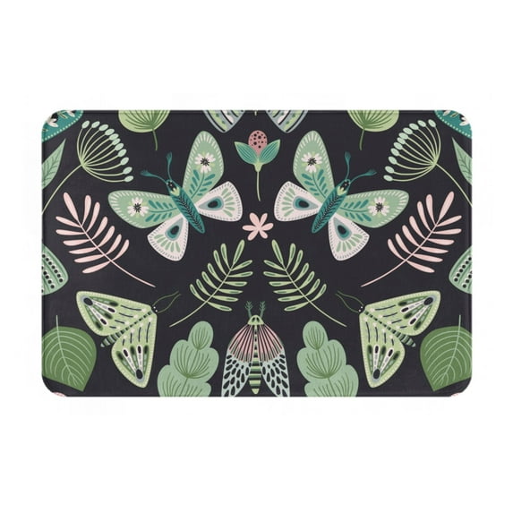 XMXT Non-Slip Polyester Bathroom Rugs Kitchen Door Mat, Abstract Butterfly Flower Machine Washable Bath Mats Rug for Kitchen Shower Bathtub Decor, 15.7 x 23.6 inches