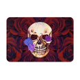 thumbnail image 1 of XMXT Non-Slip Polyester Bathroom Rugs Kitchen Door Mat, Aged Floral Skull Print Machine Washable Bath Mats Rug for Kitchen Shower Bathtub Decor, 15.7 x 23.6 inches, 1 of 9