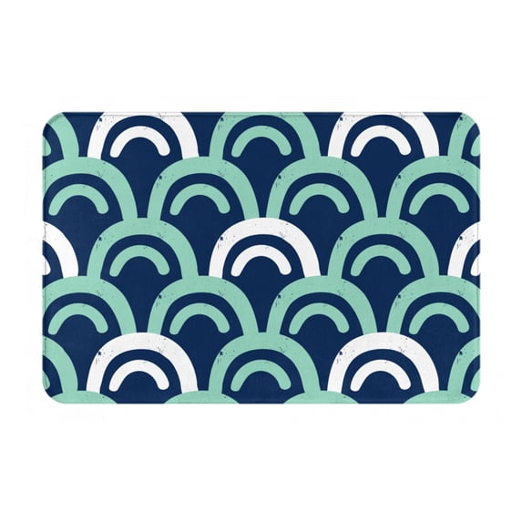 XMXT Non-Slip Polyester Bathroom Rugs Kitchen Door Mat, Cartoon Wave Print Machine Washable Bath Mats Rug for Kitchen Shower Bathtub Decor, 15.7 x 23.6 inches