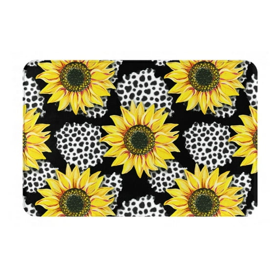 XMXT Non-Slip Polyester Bathroom Rugs Kitchen Door Mat, Sunflower Realistic Coloring Machine Washable Bath Mats Rug for Kitchen Shower Bathtub Decor, 15.7 x 23.6 inches