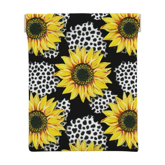 XMXT PU Leather Coin Purse for Women Men, Sunflower Realistic Coloring Mini Change Wallet Coin Pocket for Credit Card ID Key Storage Bags