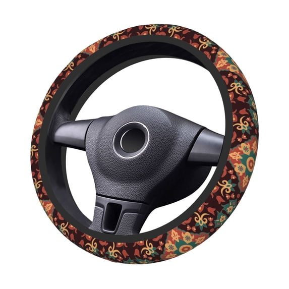 XMXT Persian Carpet Vintage Pattern Steering Wheel Cover, Elastic Non-Slip Universal Fit Car Decor Accessories Protector for Auto SUV Trucks
