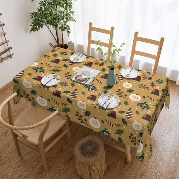 XMXT Polyester Rectangle Tablecloth, Christmas Decoration Print Waterproof Table Cloth Home Dinner Decor Table Cover for Holiday Party, 54 x 72 inches
