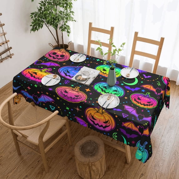 XMXT Polyester Rectangle Tablecloth, Gradient Pumpkin Print Waterproof Table Cloth Home Dinner Decor Table Cover for Holiday Party, 54 x 72 inches