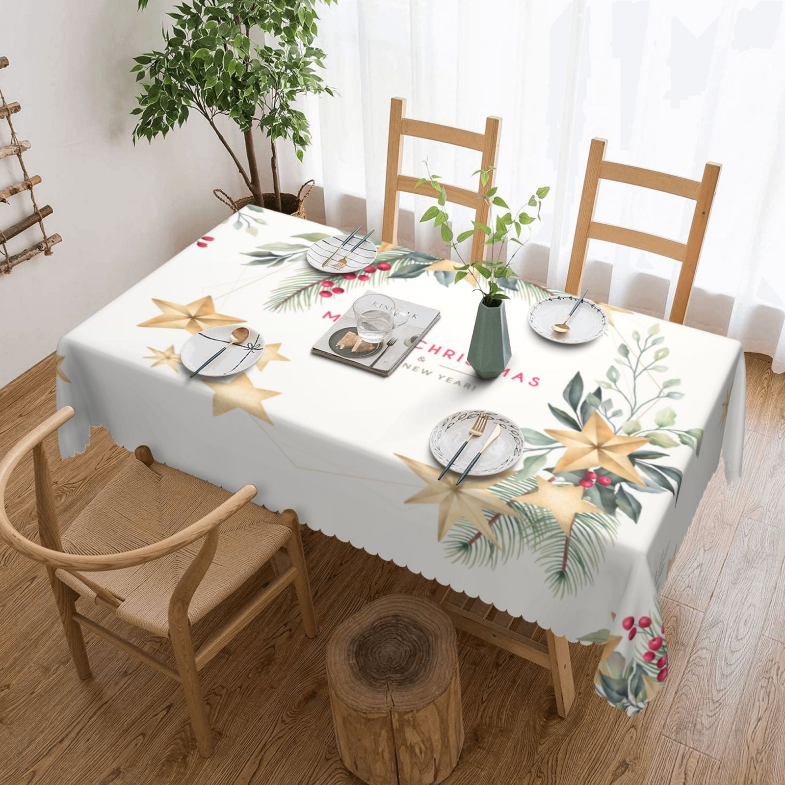 XMXT Polyester Rectangle Tablecloth, Merry Christmas Decorations