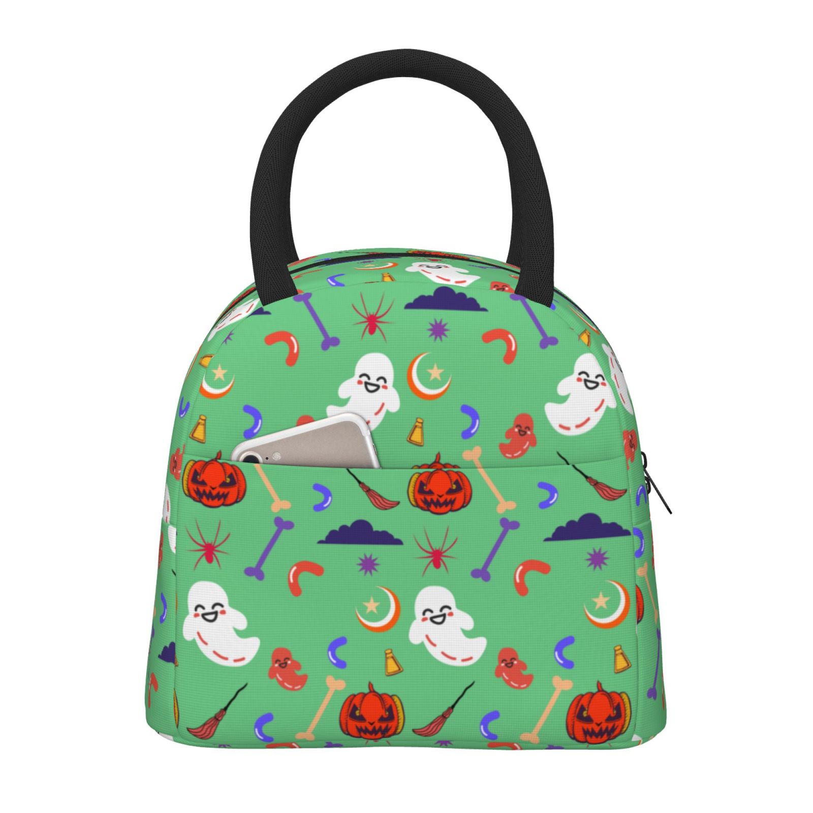 XMXT Reusable Insulated Lunch Bag Women Men, Bone Pumpkin Ghost
