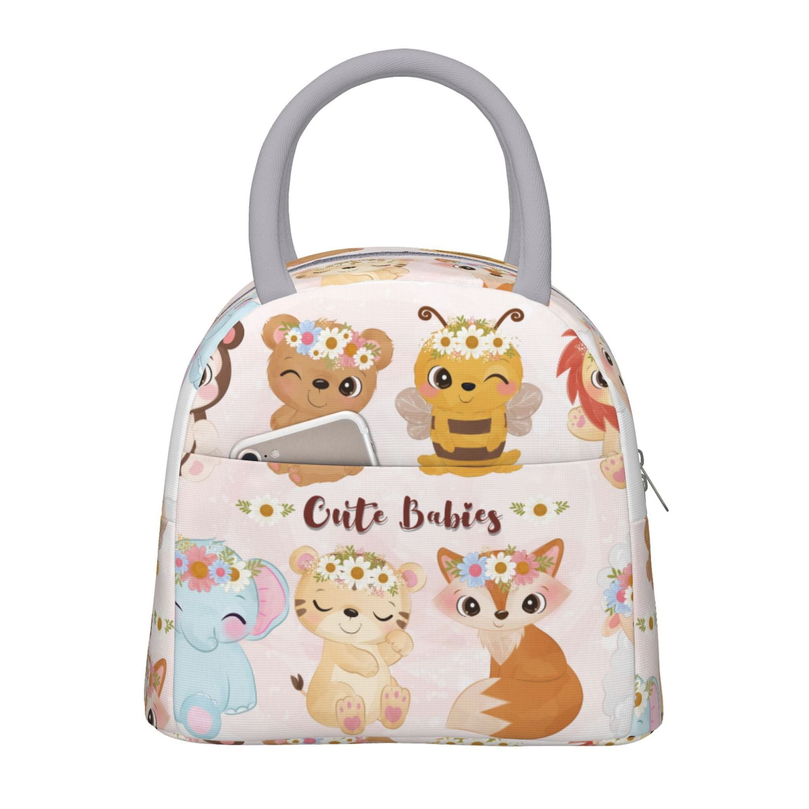 Animal Print Insulated Lunch Bag - Reusable, Waterproof With Adjustable Shoulder Strap