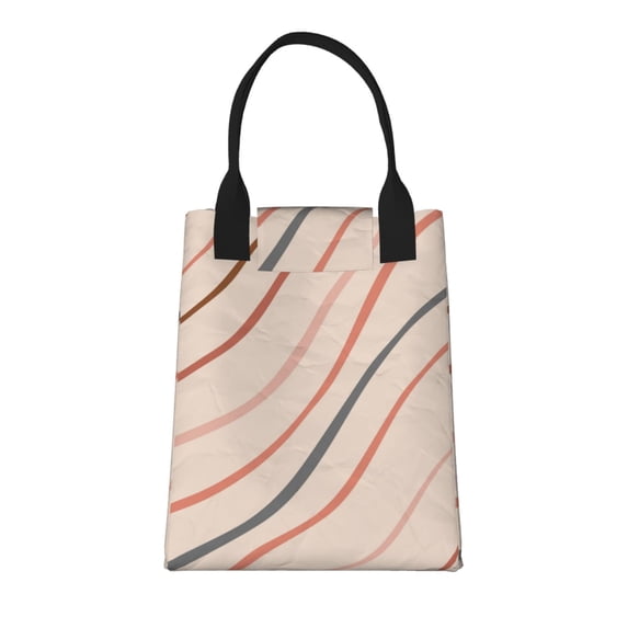 XMXT Reusable Lunch Bag Women, Colorful Abstract Lines Insulated Lunch Tote for Office Travel