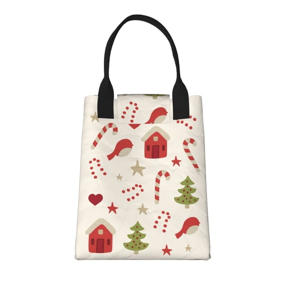 XMXT Reusable Lunch Bag Women, Colorful Christmas Elements Large Lunchbox Insulated Lunch Box for Work School