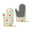 thumbnail image 1 of XMXT Silicone Oven Mitts, Cartoon Brush Paint Pattern Thickened Non-Slip Oven Gloves, 2 Pcs, 1 of 9