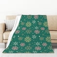 thumbnail image 1 of XMXT Throw Blanket, Cartoon Green Snowflake Flannel Blanket for Bed Sofa, 50 x 70 inches, 1 of 9