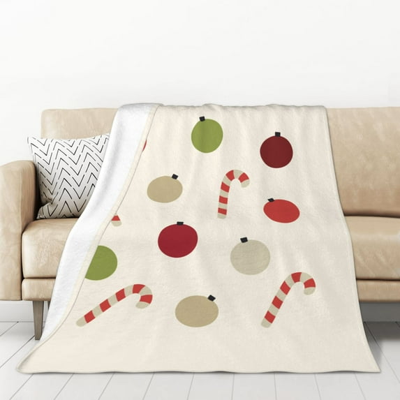 XMXT Throw Blanket, Flat Santa Stick Pattern Flannel Blanket for Bed Sofa, 50 x 70 inches