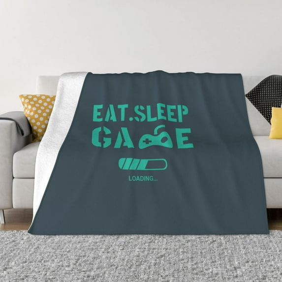 XMXT Throw Blanket, Game Slogan Design Print Machine Washable Blankets for Sofa, 60 x 50 inches Green