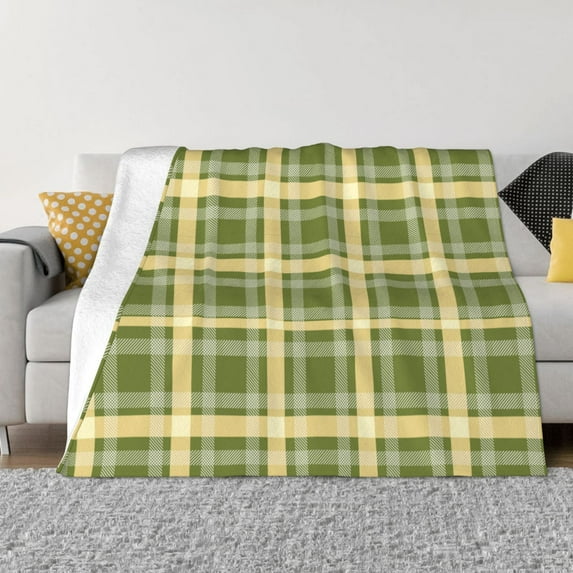 XMXT Throw Blanket, Green White Christmas Prints Machine Washable Blankets for Sofa, 80 x 60 inches Green