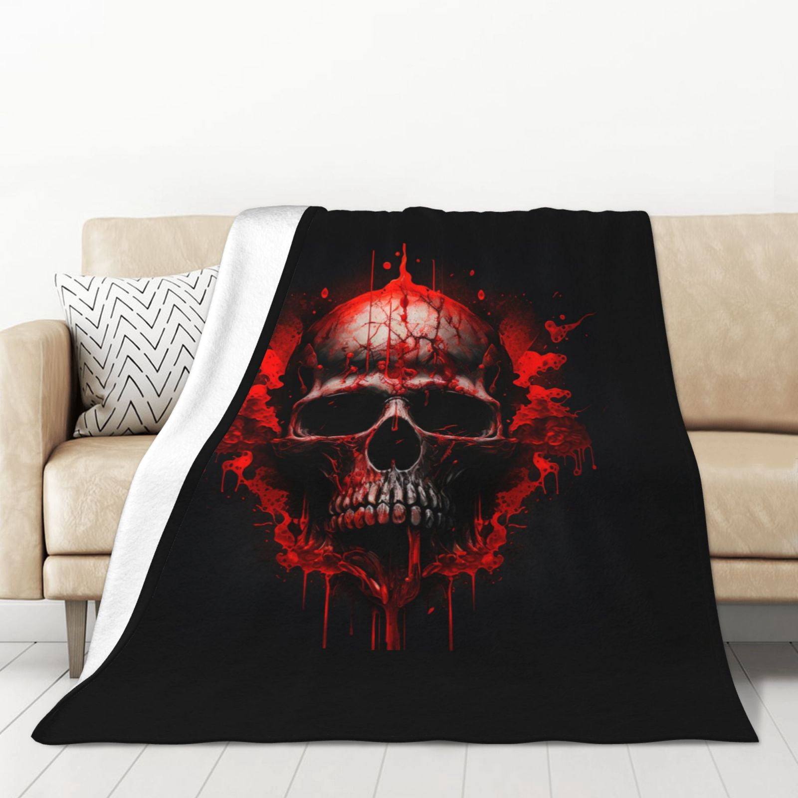 XMXT Throw Blankets, Gothic Skull Blood Print Bed Blanket for Bedroom ...