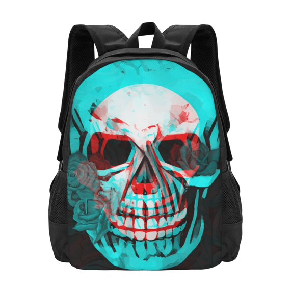 XMXT Travel Laptop Backpack for School Work, Aged Rose Skull Multicolor Large Capacity Bookbag Travel Bag Backpacks for Women Men