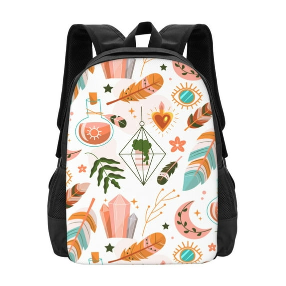 XMXT Travel Laptop Backpack for School Work, Boho Decorative Feathers Large Capacity Bookbag Travel Bag Backpacks for Women Men