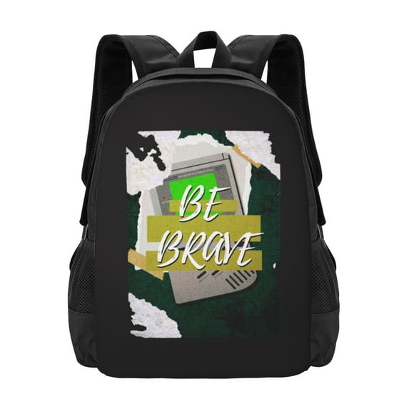XMXT Travel Laptop Backpack for School Work, Brave Games Slogan Print Large Capacity Bookbag Travel Bag Backpacks for Women Men