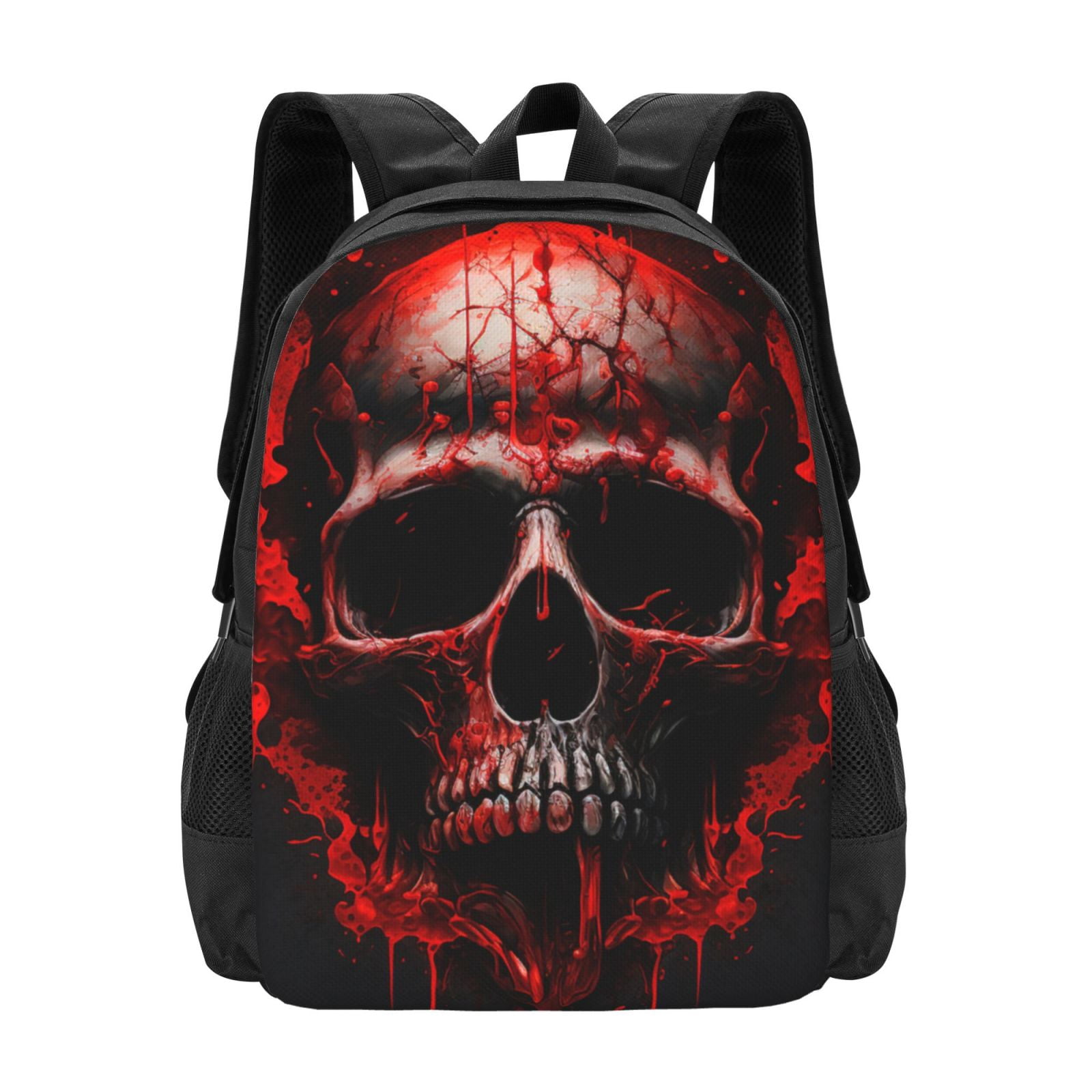Red & Black Horror Graphic Backpack - Men Skull Crossbones Red & Black Backpack – Everything Skull  main image 3