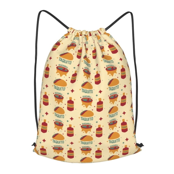 XMXT Unisex Drawstring Backpack for Women Men, Cartoon Tequila Sandwich Waterproof Gym Bag String Bags for Shopping Sport Travel, s