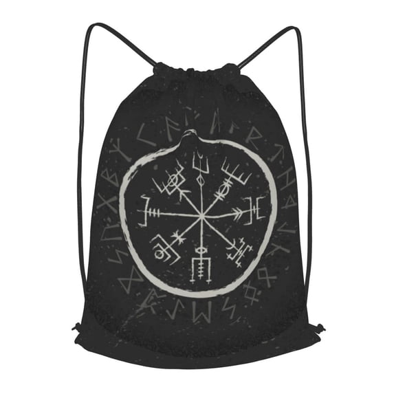 XMXT Unisex Drawstring Backpack for Women Men, Dark Rune Pattern Waterproof Gym Bag String Bags for Shopping Sport Travel, s