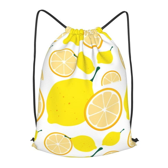 XMXT Unisex Drawstring Backpack for Women Men, Fruit Lemon Print Waterproof Gym Bag String Bags for Shopping Sport Travel, m