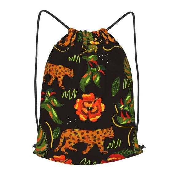 XMXT Unisex Drawstring Backpack for Women Men, Leopard Lizard Pattern Waterproof Gym Bag String Bags for Shopping Sport Travel, s