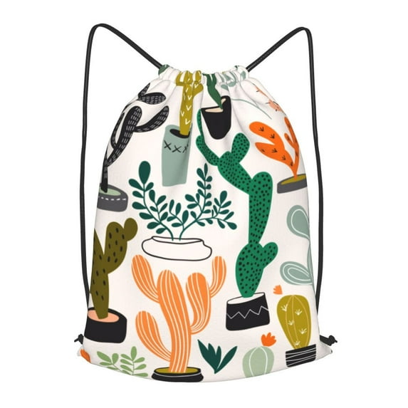 XMXT Unisex Drawstring Backpack for Women Men, Multiple Cactus Plants Waterproof Gym Bag String Bags for Shopping Sport Travel, s
