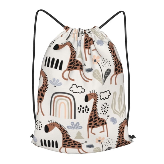 XMXT Unisex Drawstring Backpack for Women Men, Social Giraffe Background Waterproof Gym Bag String Bags for Shopping Sport Travel, s