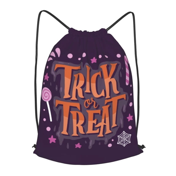 XMXT Unisex Drawstring Backpack for Women Men, Trick or Treat Candy Pattern Waterproof Gym Bag String Bags for Shopping Sport Travel, s