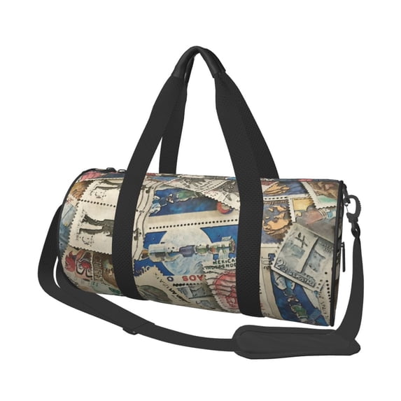XMXT Unisex Large Sports Tote Gym Bag for Women, Diverse Stamp Prints Weekenders Bags Travel Bag
