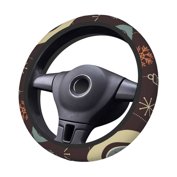 XMXT Various Christmas Balls Prints Steering Wheel Cover, Elastic Non-Slip Universal Fit Car Decor Accessories Protector for Auto SUV Trucks